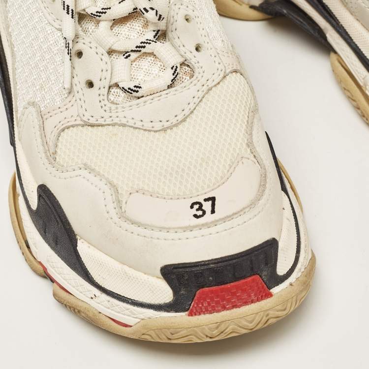 Pre Owned Balenciaga Multicolor Mesh and Nubuck Leather Triple S Low Top Sneakers Size 37