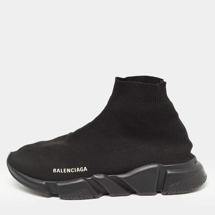 Balenciaga Black Knit Fabric Speed Trainer High Top Sneakers Size 43 ...