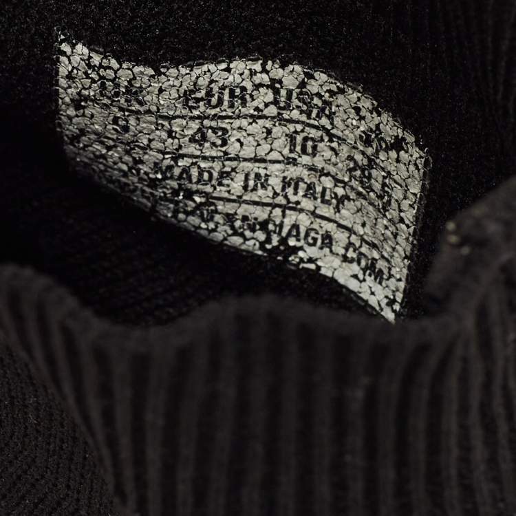 Pre Owned Balenciaga Black Knit Fabric Speed Trainer High Top Sneakers Size 43