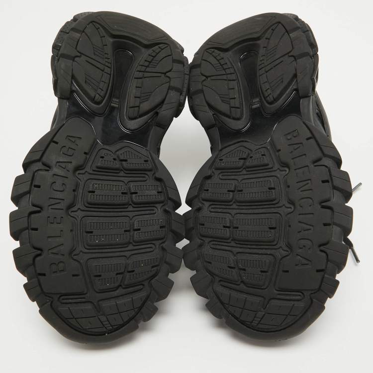 Pre Owned Balenciaga Black Faux Leather and Mesh Track Sneakers Size 36