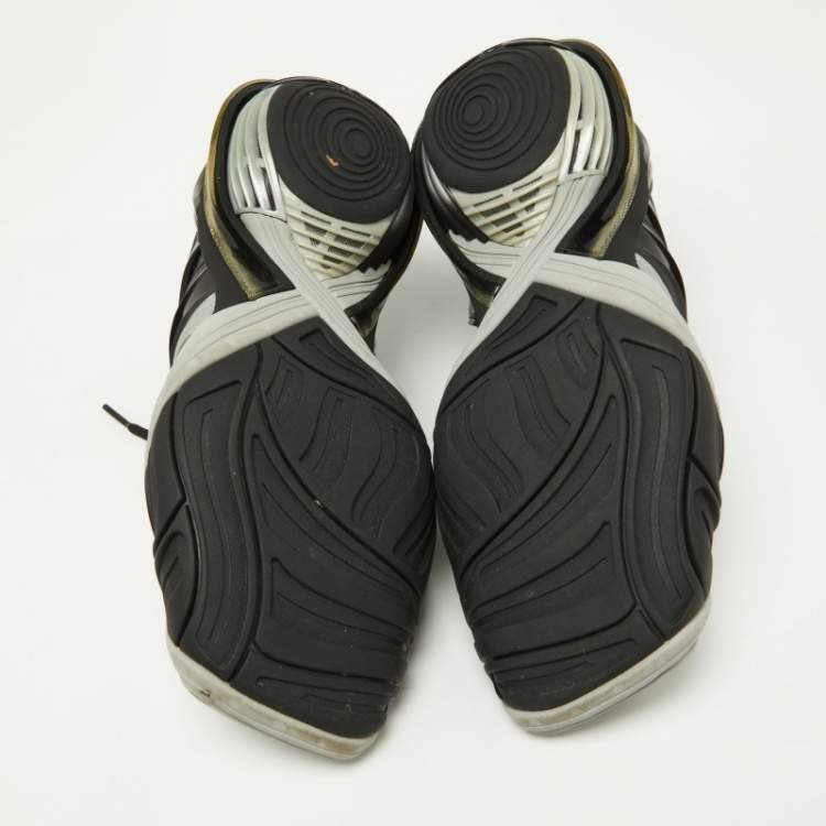 Pre Owned Balenciaga Black/Silver Rubber and Mesh Tyrex Sneakers Size 39