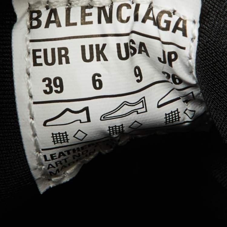 Pre Owned Balenciaga Black/Silver Rubber and Mesh Tyrex Sneakers Size 39