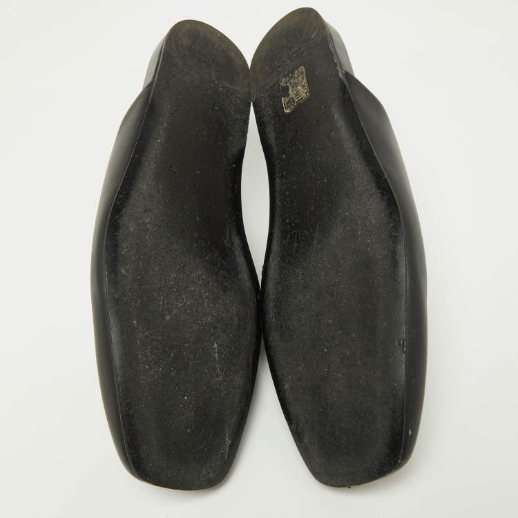 Pre Owned Balenciaga Black Leather Flat Mules Size 41