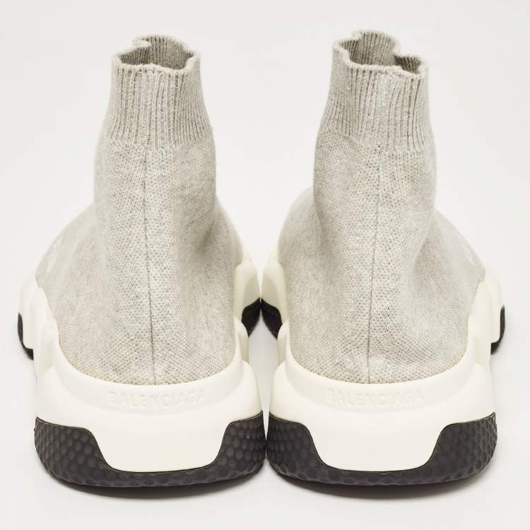 Pre Owned Balenciaga Grey Knit Fabric Speed Trainer Sneakers Size 41