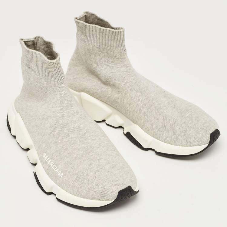 Pre Owned Balenciaga Grey Knit Fabric Speed Trainer Sneakers Size 41