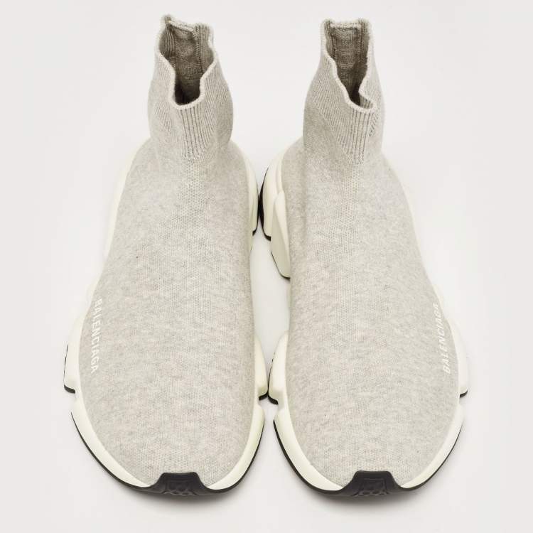 Pre Owned Balenciaga Grey Knit Fabric Speed Trainer Sneakers Size 41
