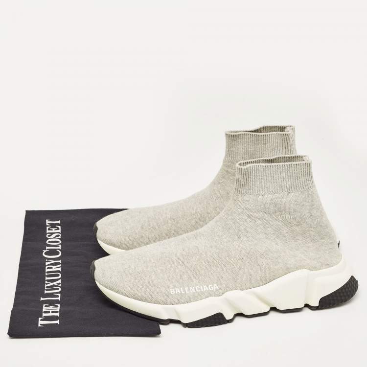 Pre Owned Balenciaga Grey Knit Fabric Speed Trainer Sneakers Size 41