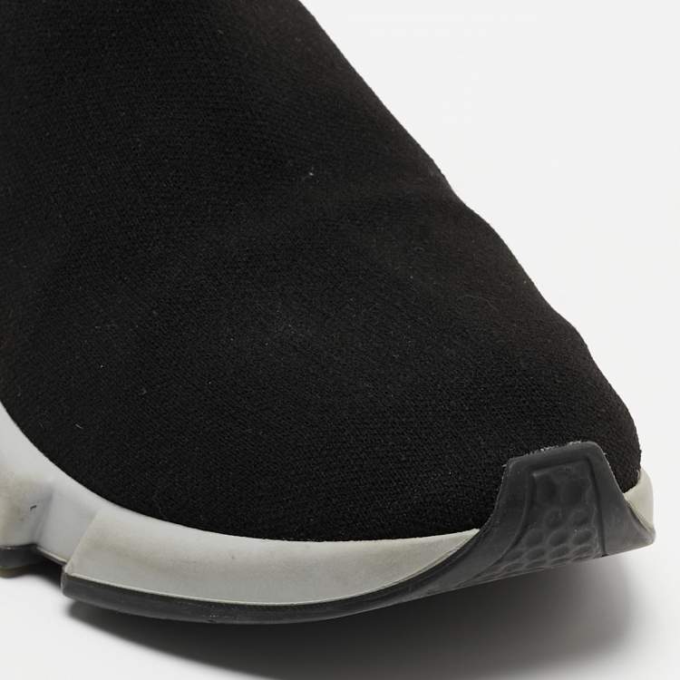 Pre Owned Balenciaga Black Knit Fabric BB Speed Trainer Sneakers Size 43