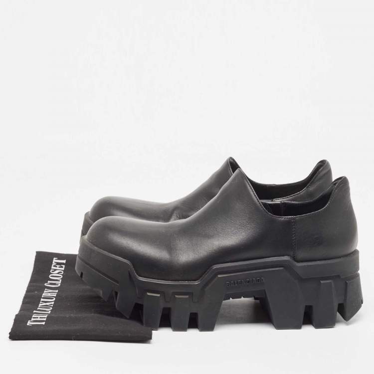 Pre Owned Balenciaga Black Leather Bulldozer Mini Boots Size 43