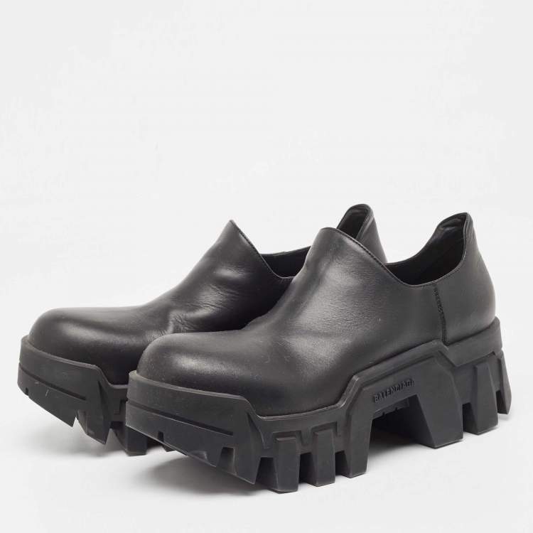 Pre Owned Balenciaga Black Leather Bulldozer Mini Boots Size 43