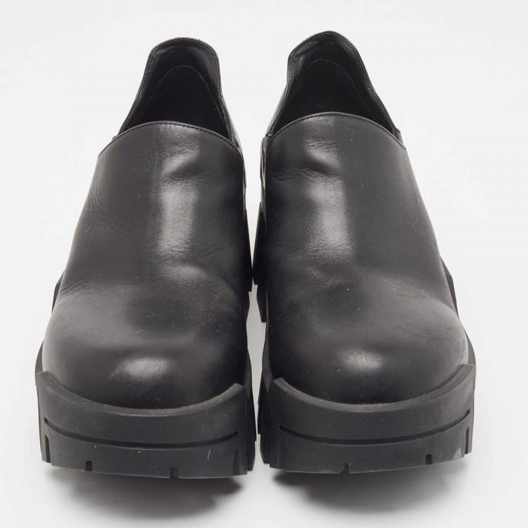 Pre Owned Balenciaga Black Leather Bulldozer Mini Boots Size 43