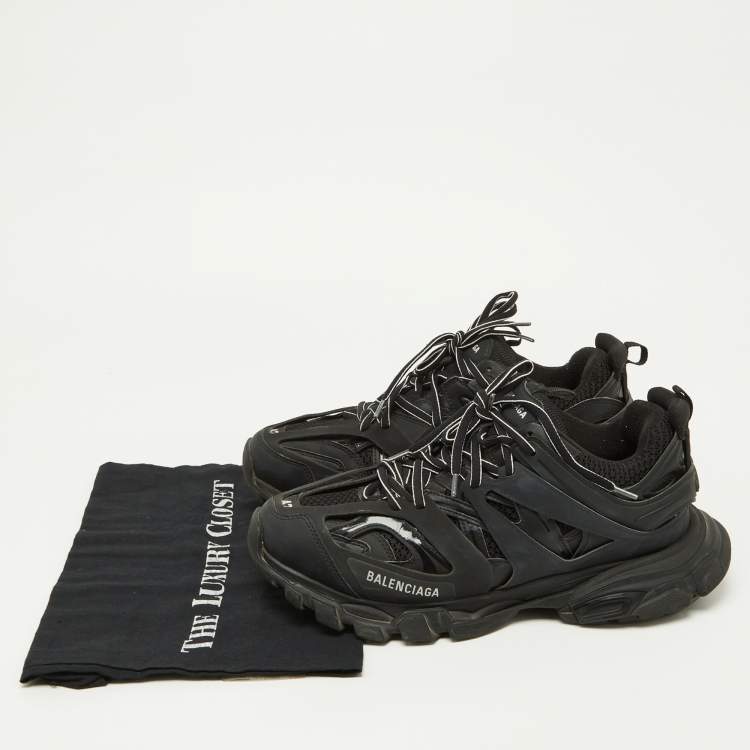 Pre Owned Balenciaga Black Rubber and Mesh Track Sneakers Size 42