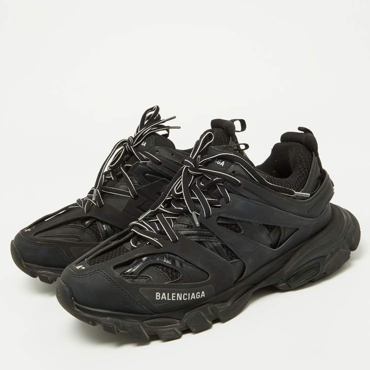 Pre Owned Balenciaga Black Rubber and Mesh Track Sneakers Size 42