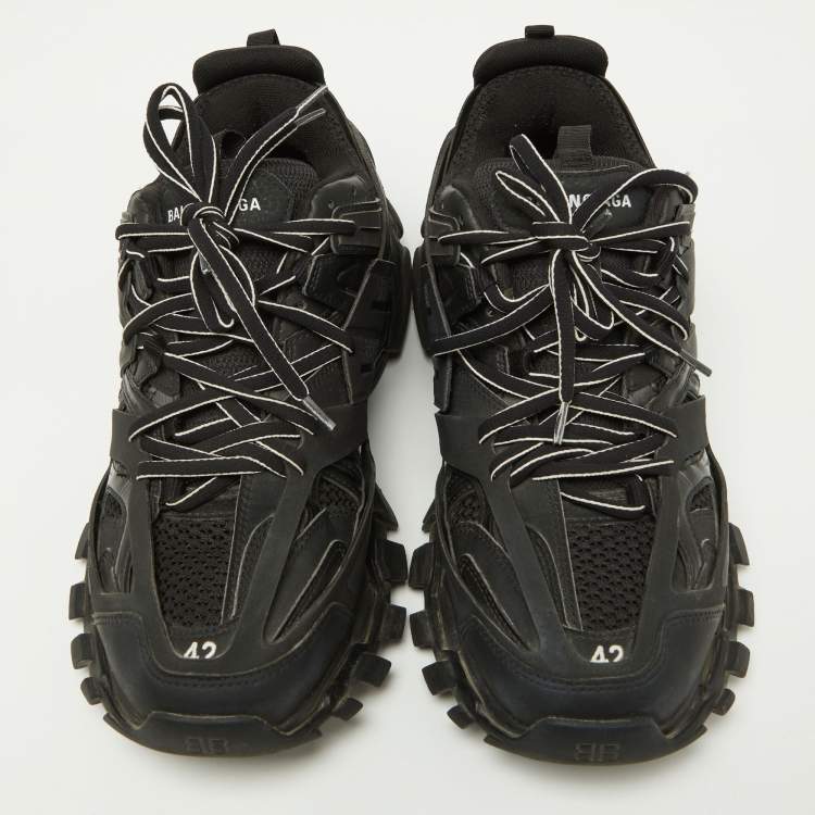 Pre Owned Balenciaga Black Rubber and Mesh Track Sneakers Size 42