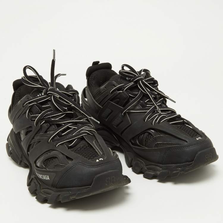 Pre Owned Balenciaga Black Rubber and Mesh Track Sneakers Size 42