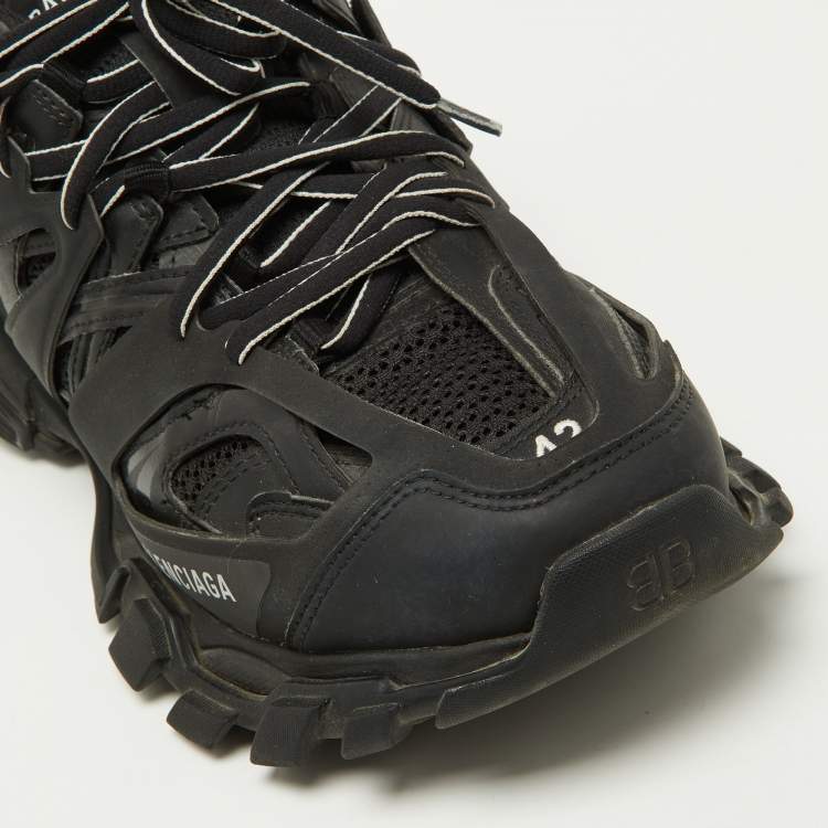 Pre Owned Balenciaga Black Rubber and Mesh Track Sneakers Size 42