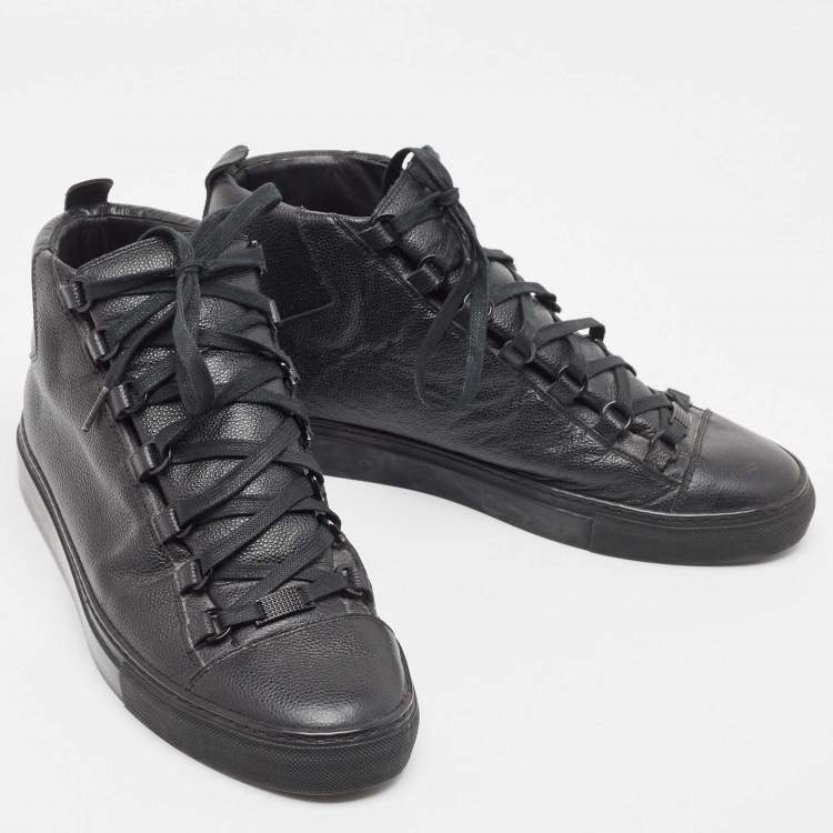 Pre Owned Balenciaga Black Leather Arena High Top Sneakers Size 43