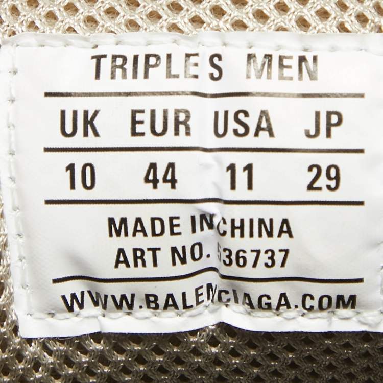 Pre Owned Balenciaga Grey/Black Leather and Mesh Triple S Sneakers Size 44