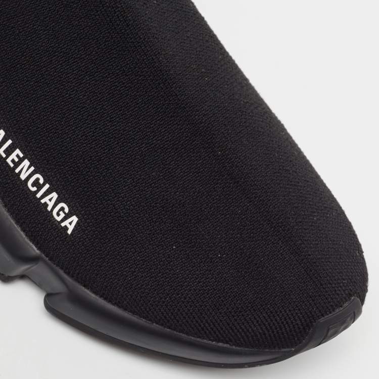 Pre Owned Balenciaga Black Knit Fabric Speed Trainer Sneakers Size 41