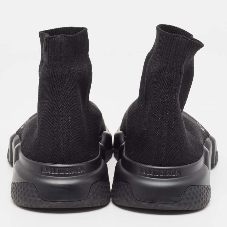 Pre Owned Balenciaga Black Knit Fabric Speed Trainer Sneakers Size 41