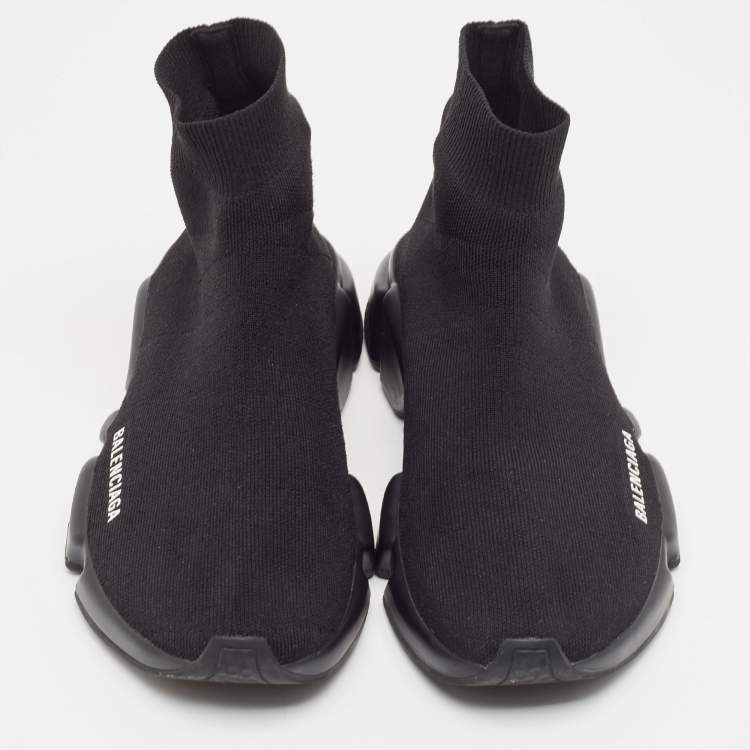Pre Owned Balenciaga Black Knit Fabric Speed Trainer Sneakers Size 41