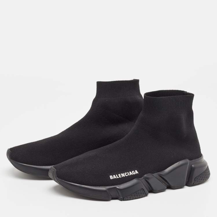 Pre Owned Balenciaga Black Knit Fabric Speed Trainer Sneakers Size 41