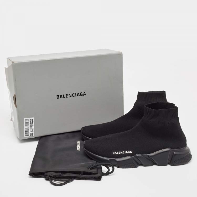 Pre Owned Balenciaga Black Knit Fabric Speed Trainer Sneakers Size 41