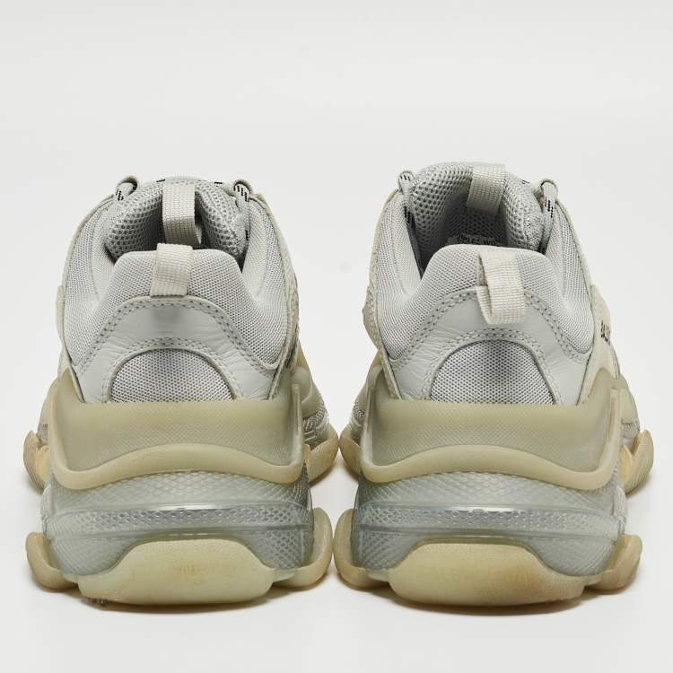 Pre Owned Balenciaga Grey Nubuck Leather and Mesh Low Top Sneakers Size 40