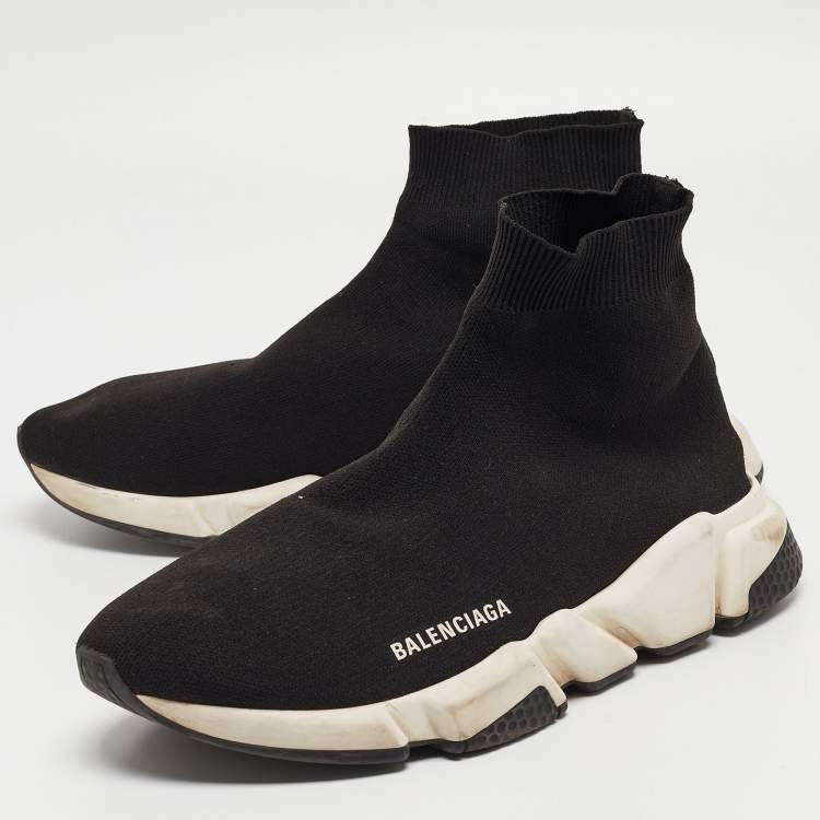 Pre Owned Balenciaga Black Knit Fabric Speed Trainer Sneakers Size 43