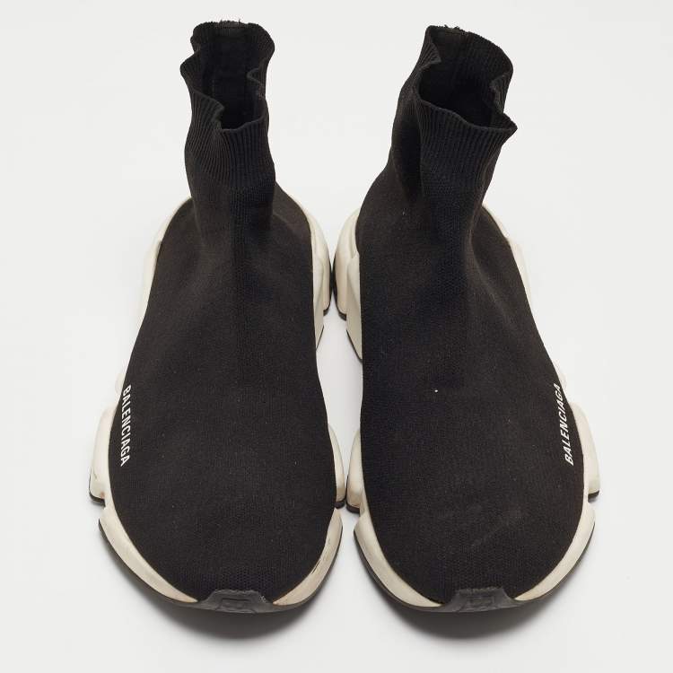 Pre Owned Balenciaga Black Knit Fabric Speed Trainer Sneakers Size 43