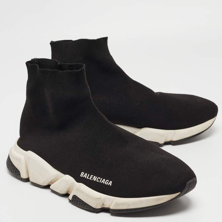 Pre Owned Balenciaga Black Knit Fabric Speed Trainer Sneakers Size 43