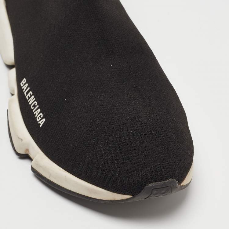 Pre Owned Balenciaga Black Knit Fabric Speed Trainer Sneakers Size 43