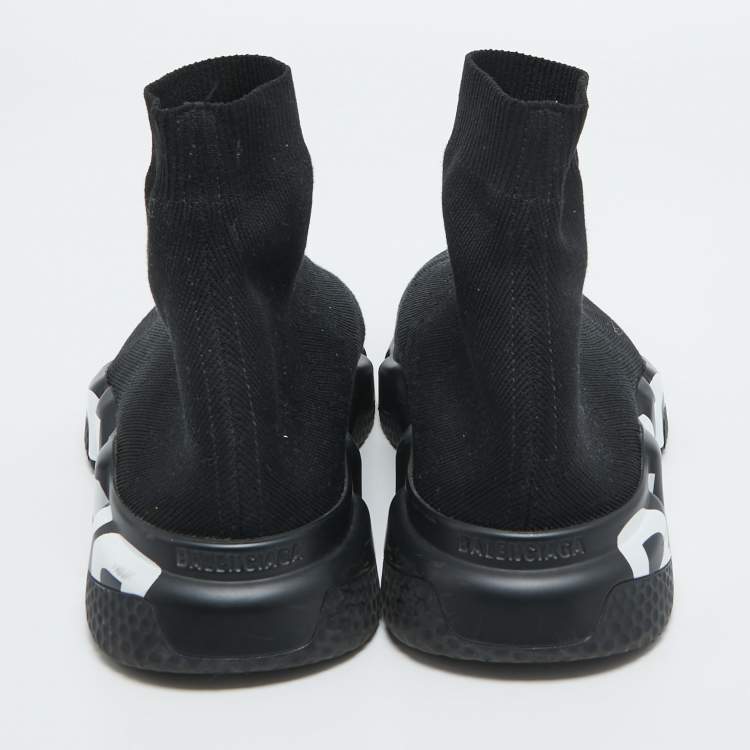 Pre Owned Balenciaga Black Knit Fabric Speed Trainer Sneakers Size 42