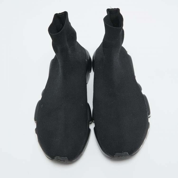 Pre Owned Balenciaga Black Knit Fabric Speed Trainer Sneakers Size 42