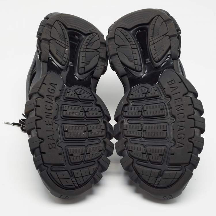 Pre Owned Balenciaga Black Mesh and Faux Leather Track Sneakers Size 46