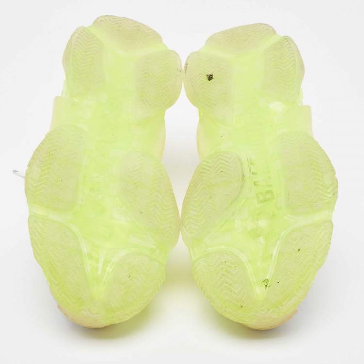 Pre Owned Balenciaga White Faux Leather and Mesh Triple S Clear Sole Low Top Sneakers Size 42