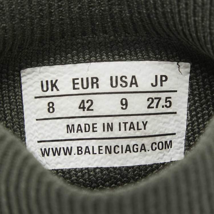 Pre Owned Balenciaga Green Knit Fabric Speed 2.0 High Top Sneakers Size 42
