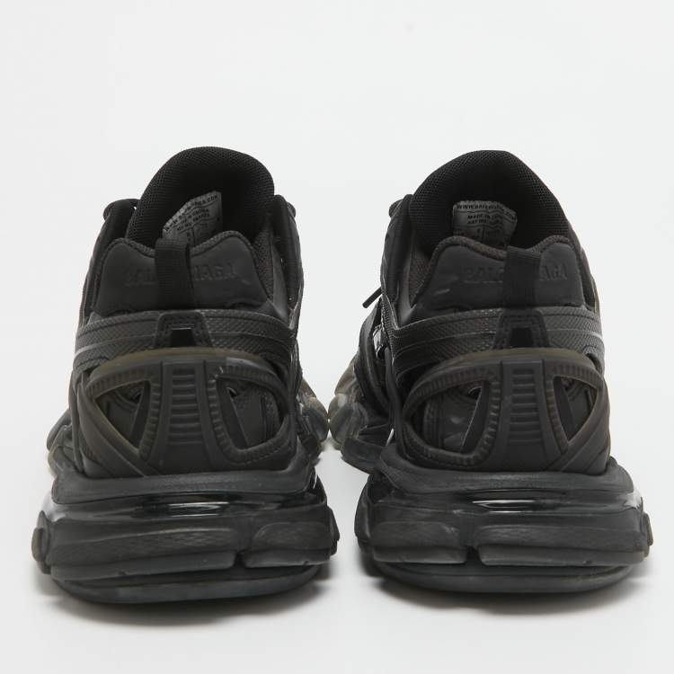 Pre Owned Balenciaga Black Faux Leather and Mesh Track 2 Sneakers Size 42