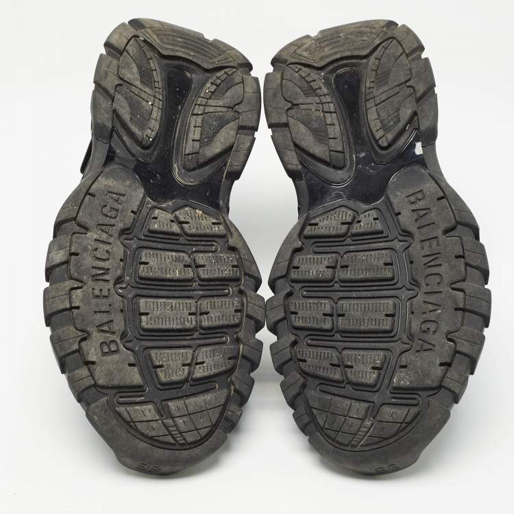 Pre Owned Balenciaga Black Rubber and Faux Leather Track Sandals Size 43
