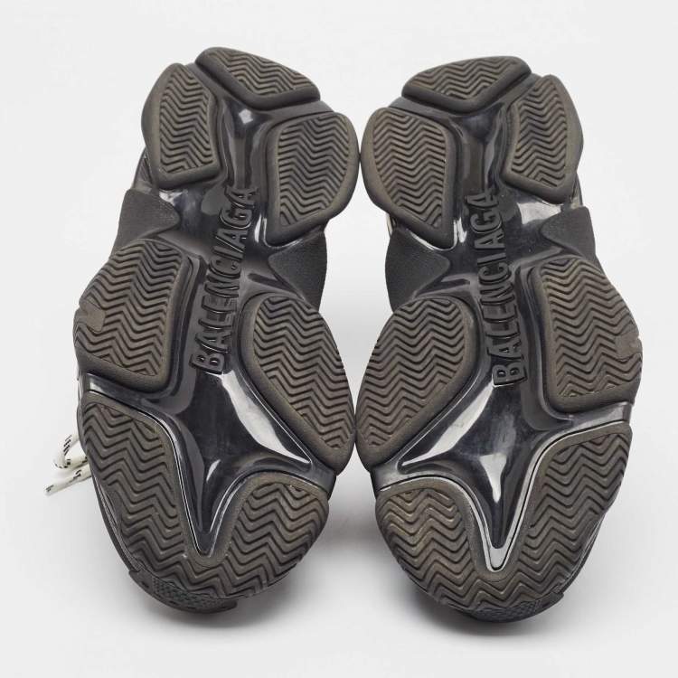 Pre Owned Balenciaga Black Mesh and Nubuck Triple S Sneakers Size 45