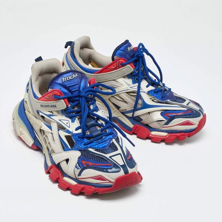 Pre Owned Balenciaga Multicolor Faux Leather and Mesh Track 2 Sneakers Size 41