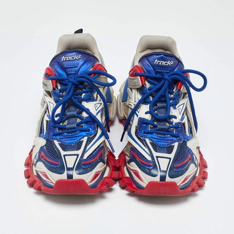 Pre Owned Balenciaga Multicolor Faux Leather and Mesh Track 2 Sneakers Size 41