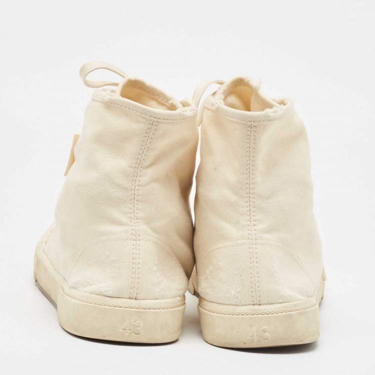 Pre Owned Balenciaga Off White Canvas High Top Sneakers Size 43