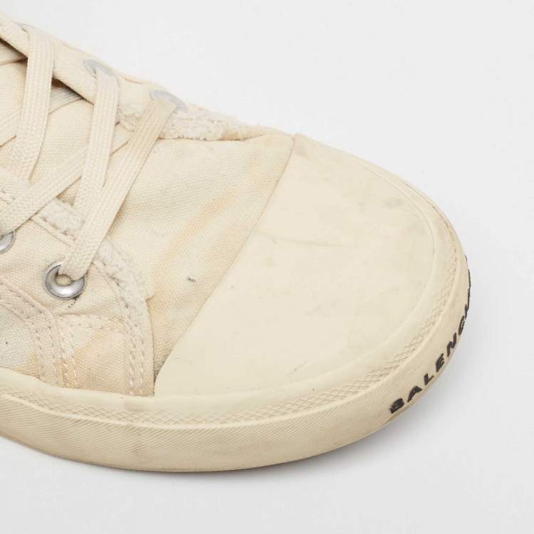 Pre Owned Balenciaga Off White Canvas High Top Sneakers Size 43