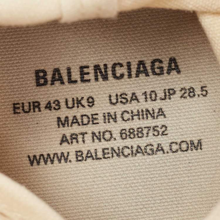 Pre Owned Balenciaga Off White Canvas High Top Sneakers Size 43