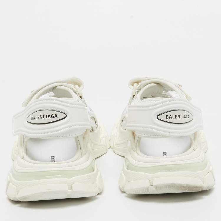 Pre Owned Balenciaga White Rubber and Faux Leather Track Sandals Size 41