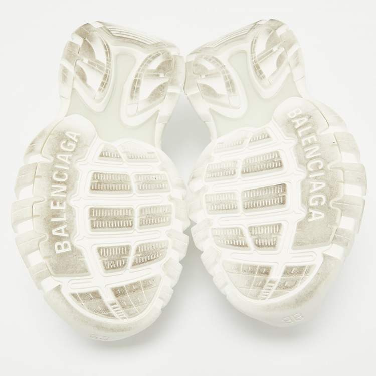 Pre Owned Balenciaga White Rubber and Faux Leather Track Sandals Size 41