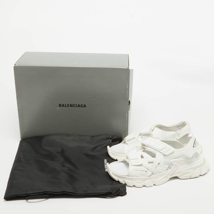 Pre Owned Balenciaga White Rubber and Faux Leather Track Sandals Size 41