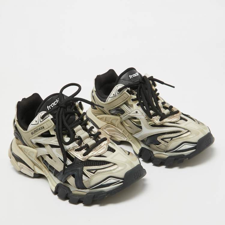 Pre Owned Balenciaga Tricolor Mesh And Faux Leather Runner Low Top Sneakers Size 39