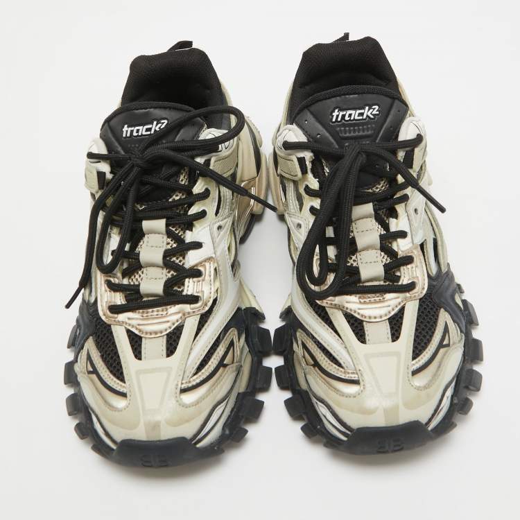 Pre Owned Balenciaga Tricolor Mesh And Faux Leather Runner Low Top Sneakers Size 39